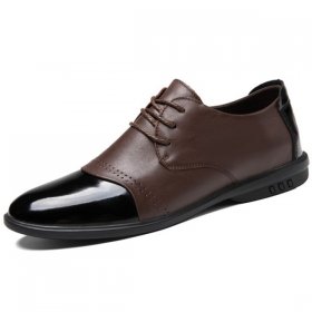 Height Increasing Shoes Shiny Cap Toe Brown Fromal Dress Shoes 2inch / 5cm