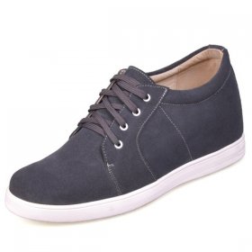 Grey Suede Heighten Shoes Men Elevator Shoes 2.75inchs/ 7cm