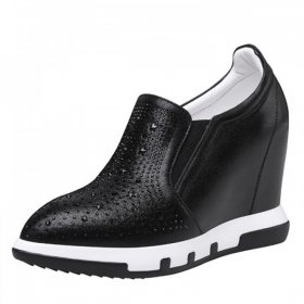 Black Slip-On & Pull-On Elevated Walking Shoes High Heel 10cm / 4Inch