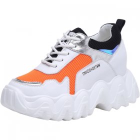 Orange Lace-Up Increase Taller Sports Shoes Make You Height 8cm / 3.2Inch