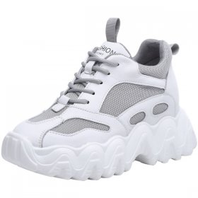 Grey Lace-Up Height Increasing Racing Shoes Make You Height 8cm / 3.2Inch