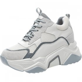 Grey Lace-Up Hidden Taller Sports Shoes Get Altitude 8cm / 3.2Inch